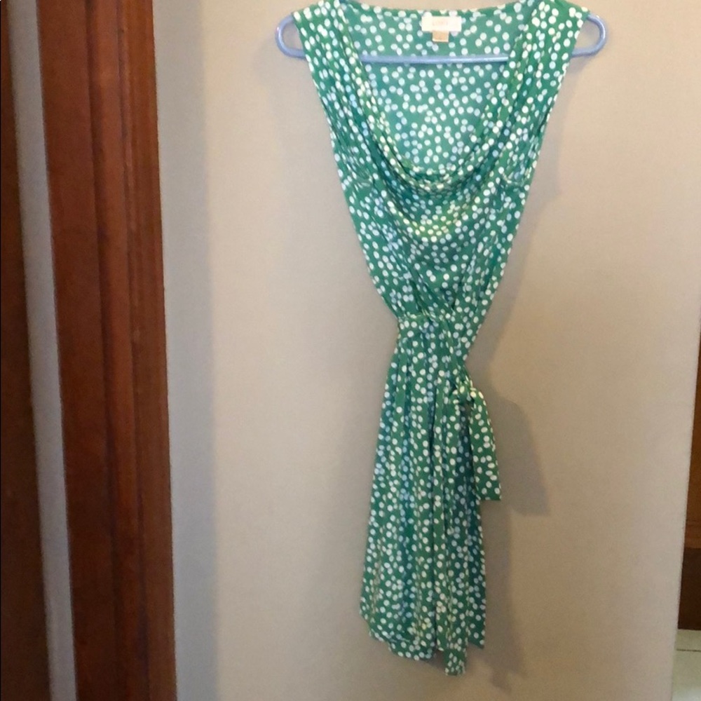 Green polka dot summer dress